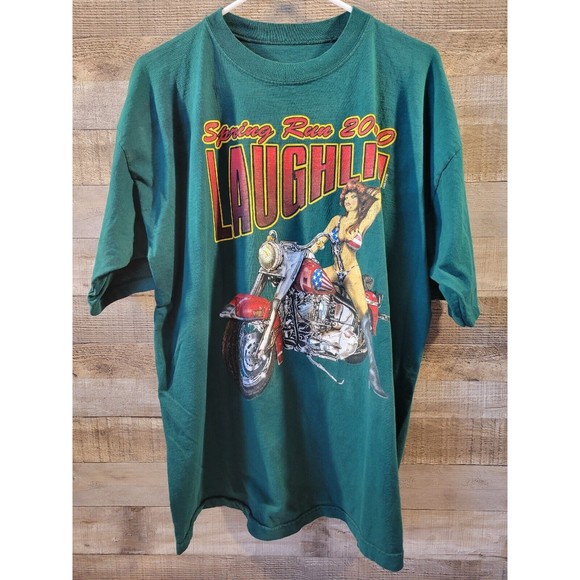 VTG 1999 B.U.M Equipment Laughlin Spring Run 2000 Motorcyle Tee Size LRG - Picture 1 of 12
